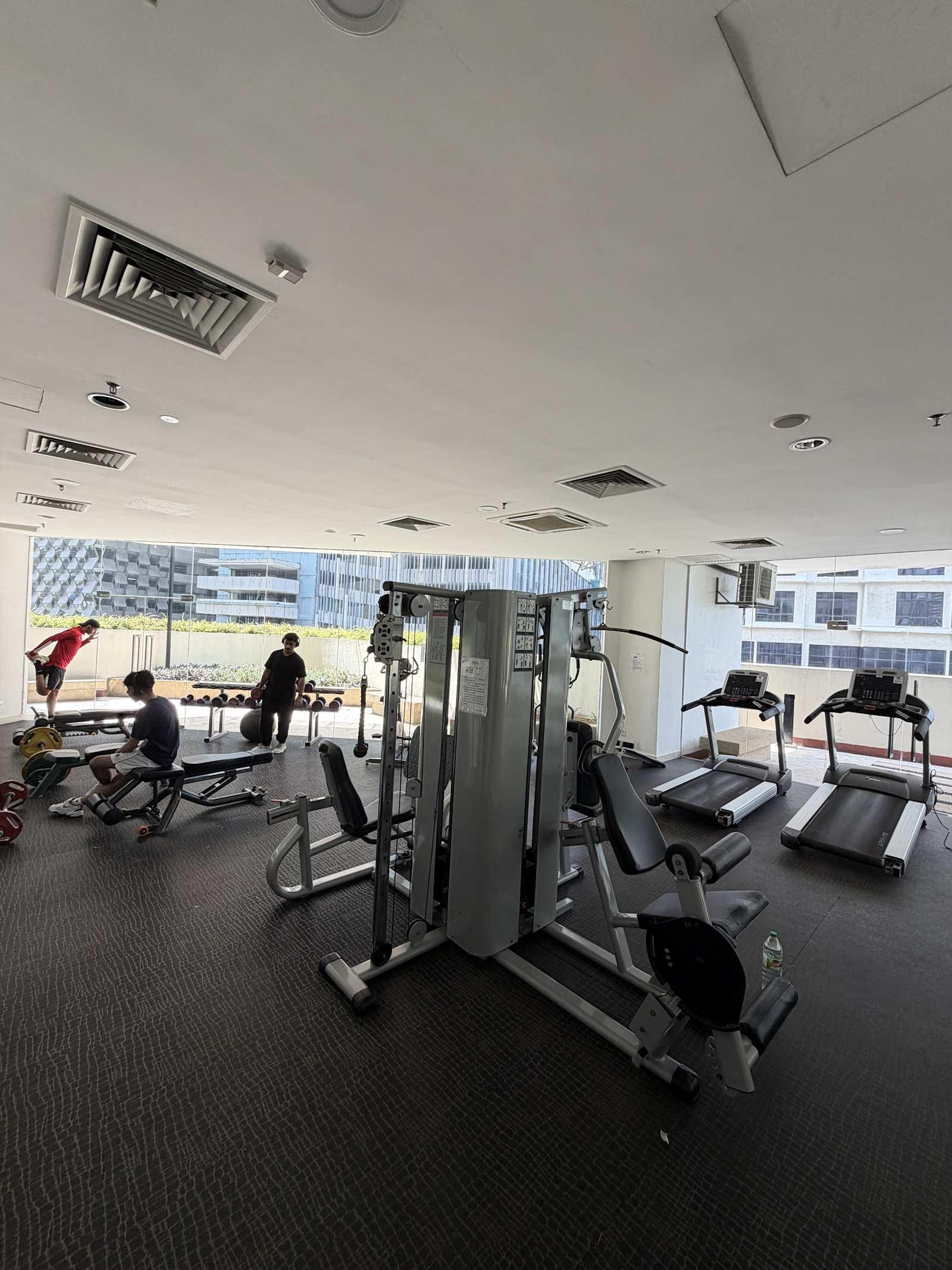 Gym with city views at Poshpack Skyline Hostel Kuala Lumpur